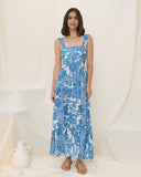 Tatiana Blue Floral Boho Tiered Midi Dress Tatiana Blue Floral Boho Tiered Midi Dress