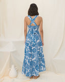 Tatiana Blue Floral Boho Tiered Midi Dress Tatiana Blue Floral Boho Tiered Midi Dress