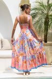 Serafina Pink Blue Boho Tiered Maxi Dress Serafina Pink Blue Boho Tiered Maxi Dress