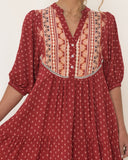 Ember Red Boho Midi Dress Ember Red Boho Midi Dress
