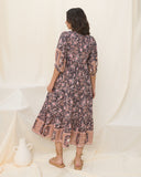 Araminta Purple Floral Boho Midi Dress Araminta Purple Floral Boho Midi Dress