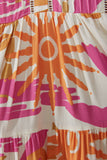 Tropicana Pink Orange Abstract Lace Detail Mini Dress Tropicana Pink Orange Abstract Lace Detail Mini Dress