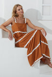 Kalliope Tan White Ric Rac Tiered Maxi Dress Kalliope Tan White Ric Rac Tiered Maxi Dress