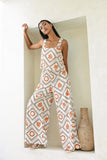 Savita Beige Rust Tropical Jumpsuit Savita Beige Rust Tropical Jumpsuit