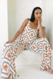 Savita Beige Rust Tropical Jumpsuit Savita Beige Rust Tropical Jumpsuit