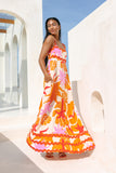 Calinda Orange Abstract Ric Rac Maxi Dress Calinda Orange Abstract Ric Rac Maxi Dress