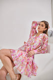 Anthea Pink Floral Long Sleeve Mini Dress Anthea Pink Floral Long Sleeve Mini Dress