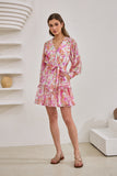 Anthea Pink Floral Long Sleeve Mini Dress Anthea Pink Floral Long Sleeve Mini Dress