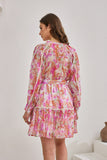Anthea Pink Floral Long Sleeve Mini Dress Anthea Pink Floral Long Sleeve Mini Dress