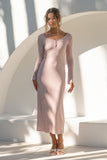 Effie Pink Long Sleeve Ribbed Maxi Dress Effie Pink Long Sleeve Ribbed Maxi Dress