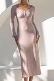 Effie Pink Long Sleeve Ribbed Maxi Dress Effie Pink Long Sleeve Ribbed Maxi Dress