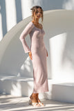 Effie Pink Long Sleeve Ribbed Maxi Dress Effie Pink Long Sleeve Ribbed Maxi Dress