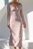 Effie Pink Long Sleeve Ribbed Maxi Dress Effie Pink Long Sleeve Ribbed Maxi Dress