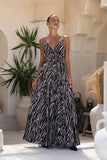 Zuri Black Zebra Abstract Maxi Dress Zuri Black Zebra Abstract Maxi Dress