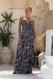 Zuri Black Zebra Abstract Maxi Dress Zuri Black Zebra Abstract Maxi Dress