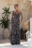 Zuri Black Zebra Abstract Maxi Dress Zuri Black Zebra Abstract Maxi Dress