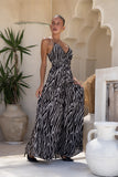 Zuri Black Zebra Abstract Maxi Dress Zuri Black Zebra Abstract Maxi Dress