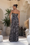 Zuri Black Zebra Abstract Maxi Dress Zuri Black Zebra Abstract Maxi Dress
