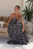 Zuri Black Zebra Abstract Maxi Dress Zuri Black Zebra Abstract Maxi Dress