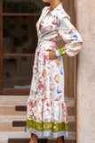 Lauriane Multicolour Abstract Long Sleeve Belted Maxi Dress Lauriane Multicolour Abstract Long Sleeve Belted Maxi Dress