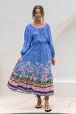 Indira Blue Boho Long Sleeve Maxi Dress Indira Blue Boho Long Sleeve Maxi Dress