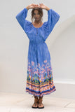 Indira Blue Boho Long Sleeve Maxi Dress Indira Blue Boho Long Sleeve Maxi Dress