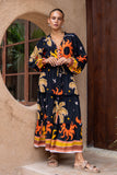 Solianne Black Tropical Long Sleeve Maxi Dress Solianne Black Tropical Long Sleeve Maxi Dress