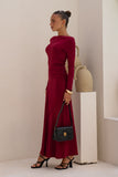 Amelyn Wine Red Long Sleeve Maxi Dress Amelyn Wine Red Long Sleeve Maxi Dress