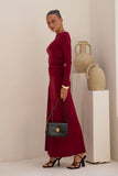 Amelyn Wine Red Long Sleeve Maxi Dress Amelyn Wine Red Long Sleeve Maxi Dress