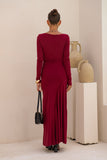 Amelyn Wine Red Long Sleeve Maxi Dress Amelyn Wine Red Long Sleeve Maxi Dress