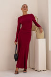 Amelyn Wine Red Long Sleeve Maxi Dress Amelyn Wine Red Long Sleeve Maxi Dress