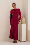 Amelyn Wine Red Long Sleeve Maxi Dress Amelyn Wine Red Long Sleeve Maxi Dress