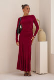 Amelyn Wine Red Long Sleeve Maxi Dress Amelyn Wine Red Long Sleeve Maxi Dress