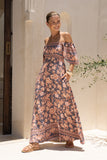 Amarante Navy Peach Floral Boho Flared Sleeve Maxi Dress Amarante Navy Peach Floral Boho Flared Sleeve Maxi Dress