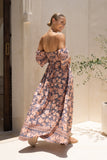 Amarante Navy Peach Floral Boho Flared Sleeve Maxi Dress Amarante Navy Peach Floral Boho Flared Sleeve Maxi Dress
