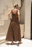 Zaya Brown White Polka Dot Maxi Dress Zaya Brown White Polka Dot Maxi Dress