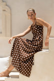 Zaya Brown White Polka Dot Maxi Dress Zaya Brown White Polka Dot Maxi Dress