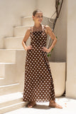 Zaya Brown White Polka Dot Maxi Dress Zaya Brown White Polka Dot Maxi Dress