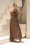 Zaya Brown White Polka Dot Maxi Dress Zaya Brown White Polka Dot Maxi Dress