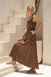 Zaya Brown White Polka Dot Maxi Dress Zaya Brown White Polka Dot Maxi Dress