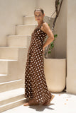 Zaya Brown White Polka Dot Maxi Dress Zaya Brown White Polka Dot Maxi Dress