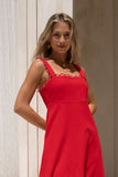 Mirae Red Scallop Trim Maxi Dress Mirae Red Scallop Trim Maxi Dress