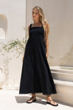 Mirae Black Scallop Trim Maxi Dress Mirae Black Scallop Trim Maxi Dress