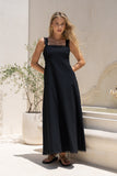 Mirae Black Scallop Trim Maxi Dress Mirae Black Scallop Trim Maxi Dress