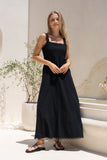 Mirae Black Scallop Trim Maxi Dress Mirae Black Scallop Trim Maxi Dress