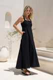 Mirae Black Scallop Trim Maxi Dress Mirae Black Scallop Trim Maxi Dress