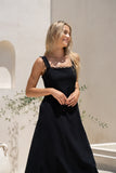Mirae Black Scallop Trim Maxi Dress Mirae Black Scallop Trim Maxi Dress