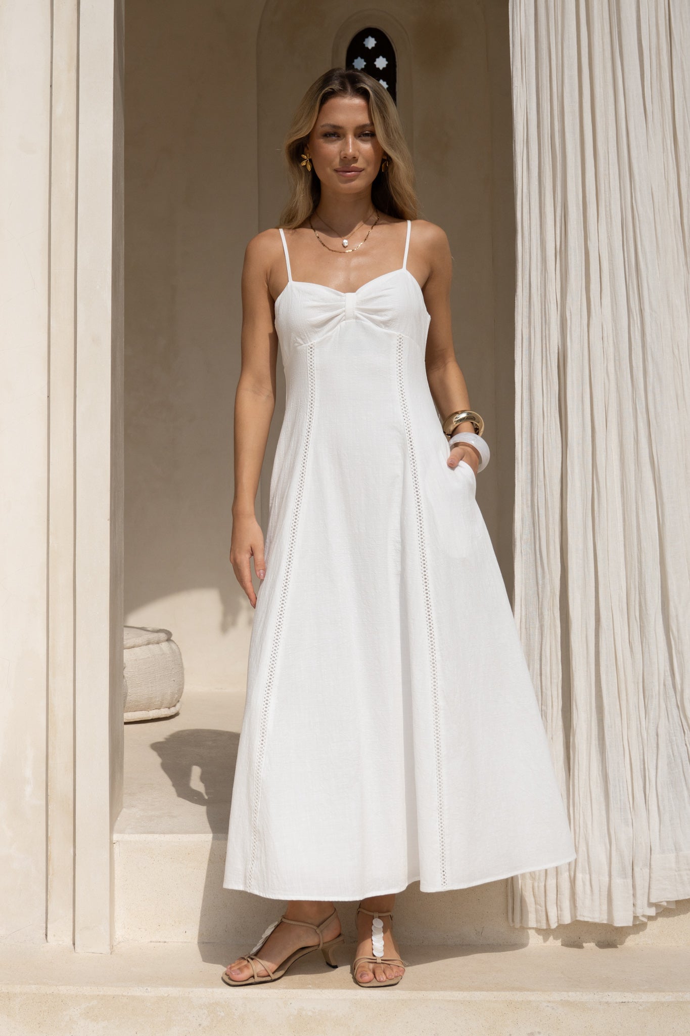Lumi White Cotton Maxi Dress