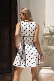 Noella White Black Polka Dot Contrast Mini Dress Noella White Black Polka Dot Contrast Mini Dress