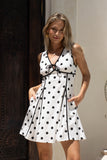 Noella White Black Polka Dot Contrast Mini Dress Noella White Black Polka Dot Contrast Mini Dress